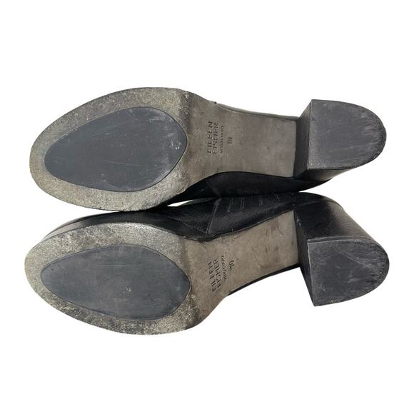 Eileen Fisher Black Classic Bird Leather Platform Bootie Women's Size 10 - Picture 7 of 7